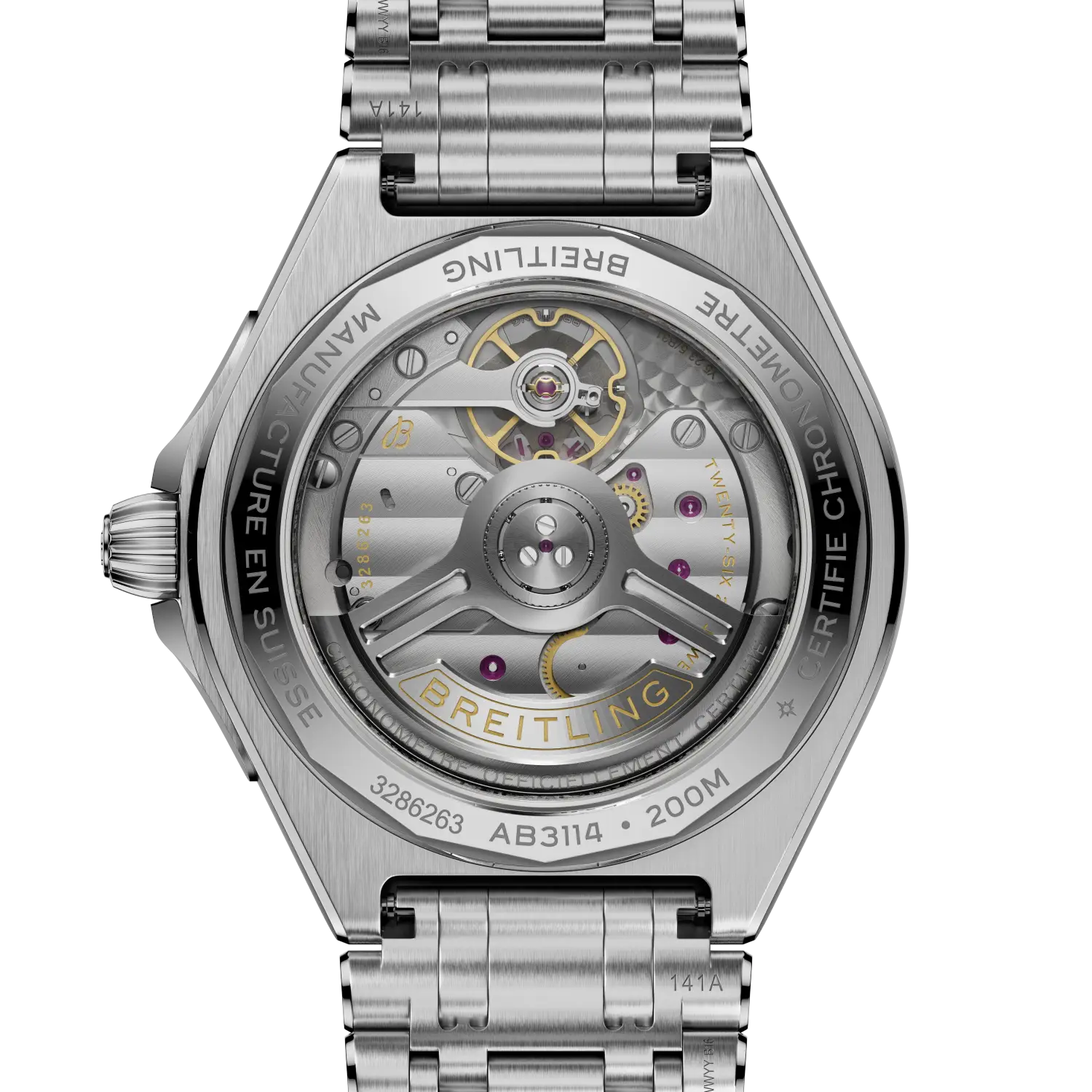 Caseback view of Breitling Chronomat B31 Automatic 40 reference AB3114101C1A1