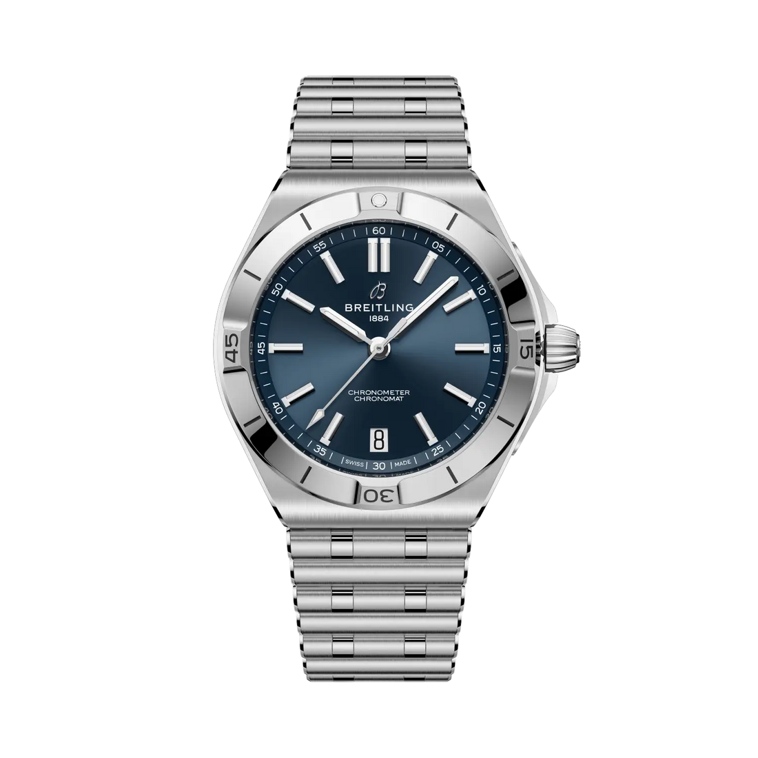 Breitling Chronomat B31 Automatic 40 reference AB3114101C1A1 with Blue dial, Stainless steel case, bracelet, front view