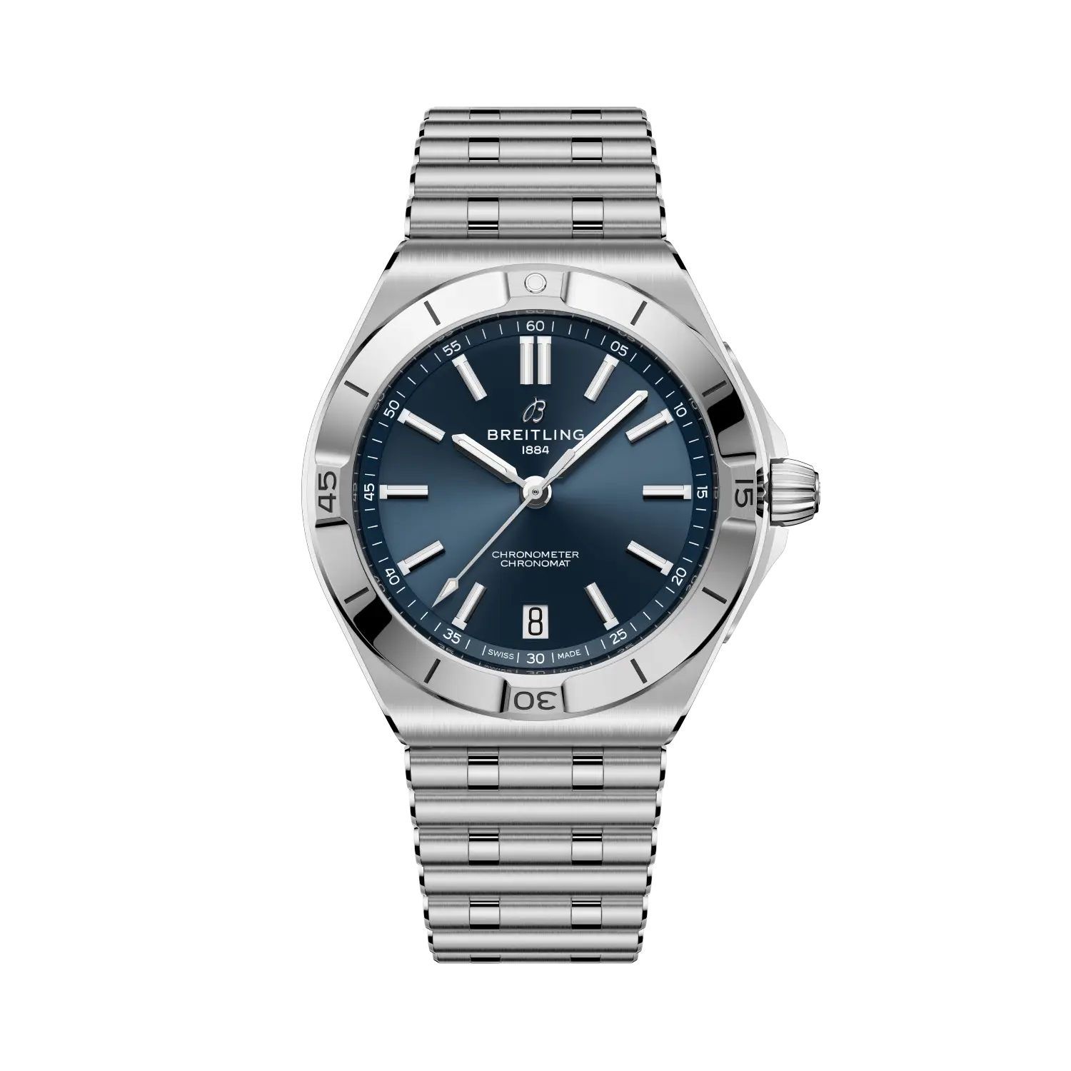 Breitling Chronomat B31 Automatic 40 reference AB3114101C1A1 with Blue dial, Stainless steel case, bracelet, front view