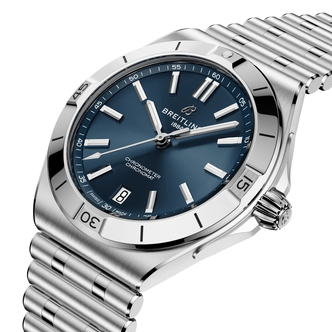 Breitling Chronomat B31 Automatic 40 reference AB3114101C1A1 with Blue dial, Stainless steel case, bracelet, front view