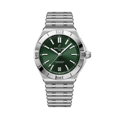 Breitling Chronomat B31 Automatic 40 reference AB3114101L1A1 with Green dial, Stainless steel case, bracelet, front view