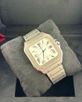 Cartier Santos de Cartier Large WSSA0089 titanium watch with silvered dial, front three-quarter view