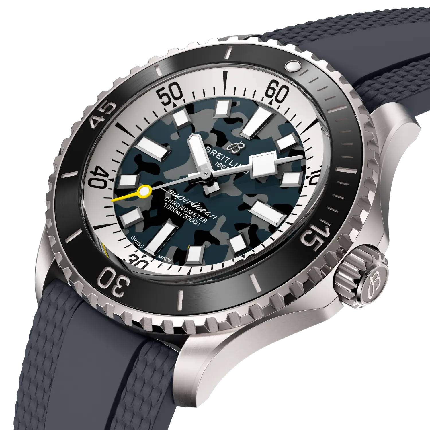 Breitling Superocean Automatic 46 Super Diver reference E10379351B1S1 with Black dial, Titanium case, rubber strap, three-quarter view