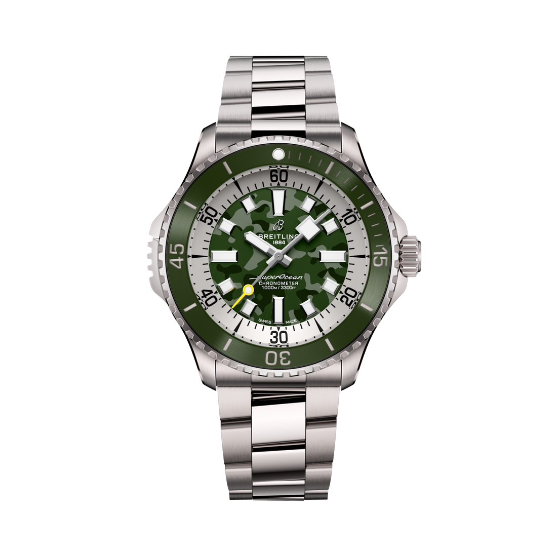 Breitling Superocean Automatic 46 Super Diver reference E10379D31L1E1 with Green dial, Titanium case, bracelet, front view