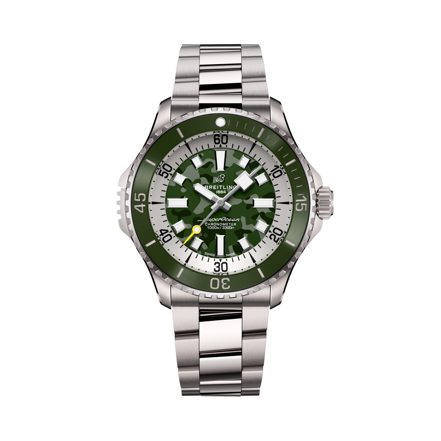Breitling Superocean Automatic 46 Super Diver reference E10379D31L1E1 with Green dial, Titanium case, bracelet, front view