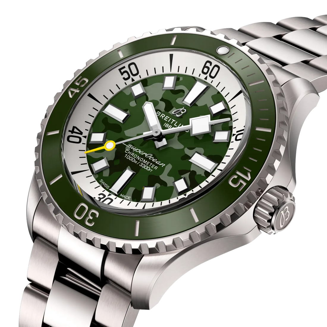 Breitling Superocean Automatic 46 Super Diver reference E10379D31L1E1 with Green dial, Titanium case, bracelet, front view