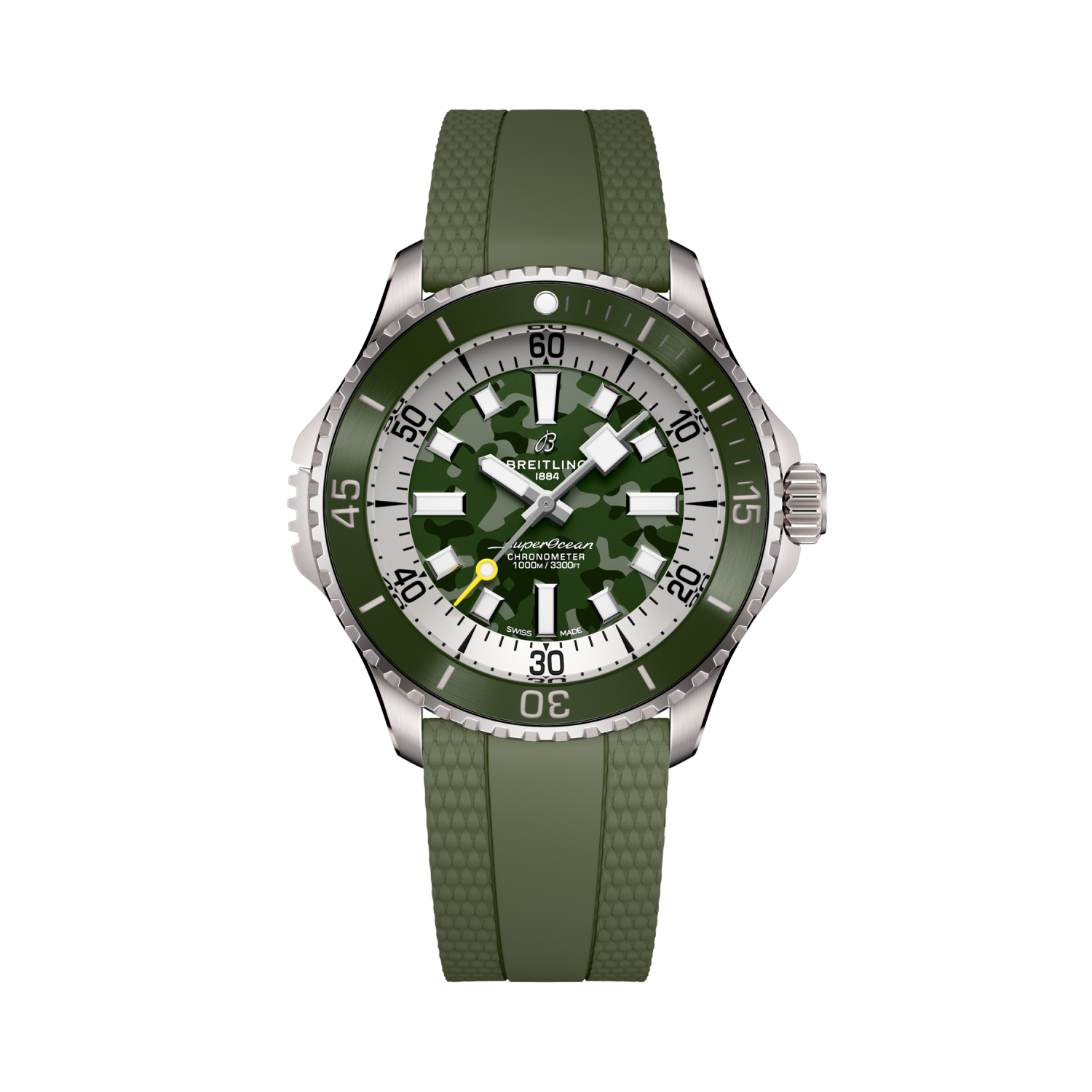 Breitling Superocean Automatic 46 Super Diver reference E10379D31L1S1 with Green dial, Titanium case, rubber strap, front view