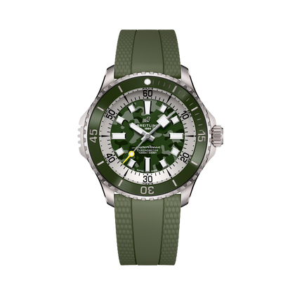 Breitling Superocean Automatic 46 Super Diver reference E10379D31L1S1 with Green dial, Titanium case, rubber strap, front view