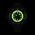 Breitling Superocean Automatic 46 Super Diver reference E10379D31L1S1 with Green dial, Titanium case, rubber strap, illuminated dial view