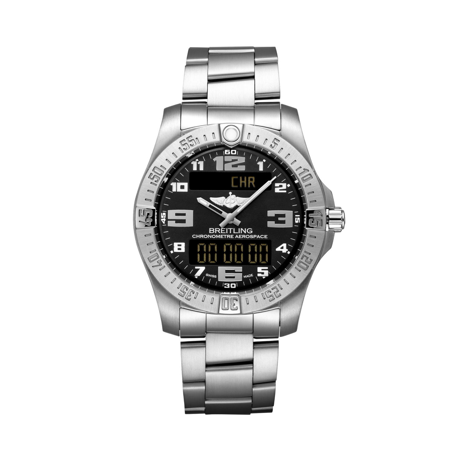 Breitling Aerospace EVO reference E79363101B1E1 with Black dial, Titanium case, bracelet, front view