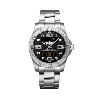Breitling Aerospace EVO reference E79363101B1E1 with Black dial, Titanium case, bracelet, front view