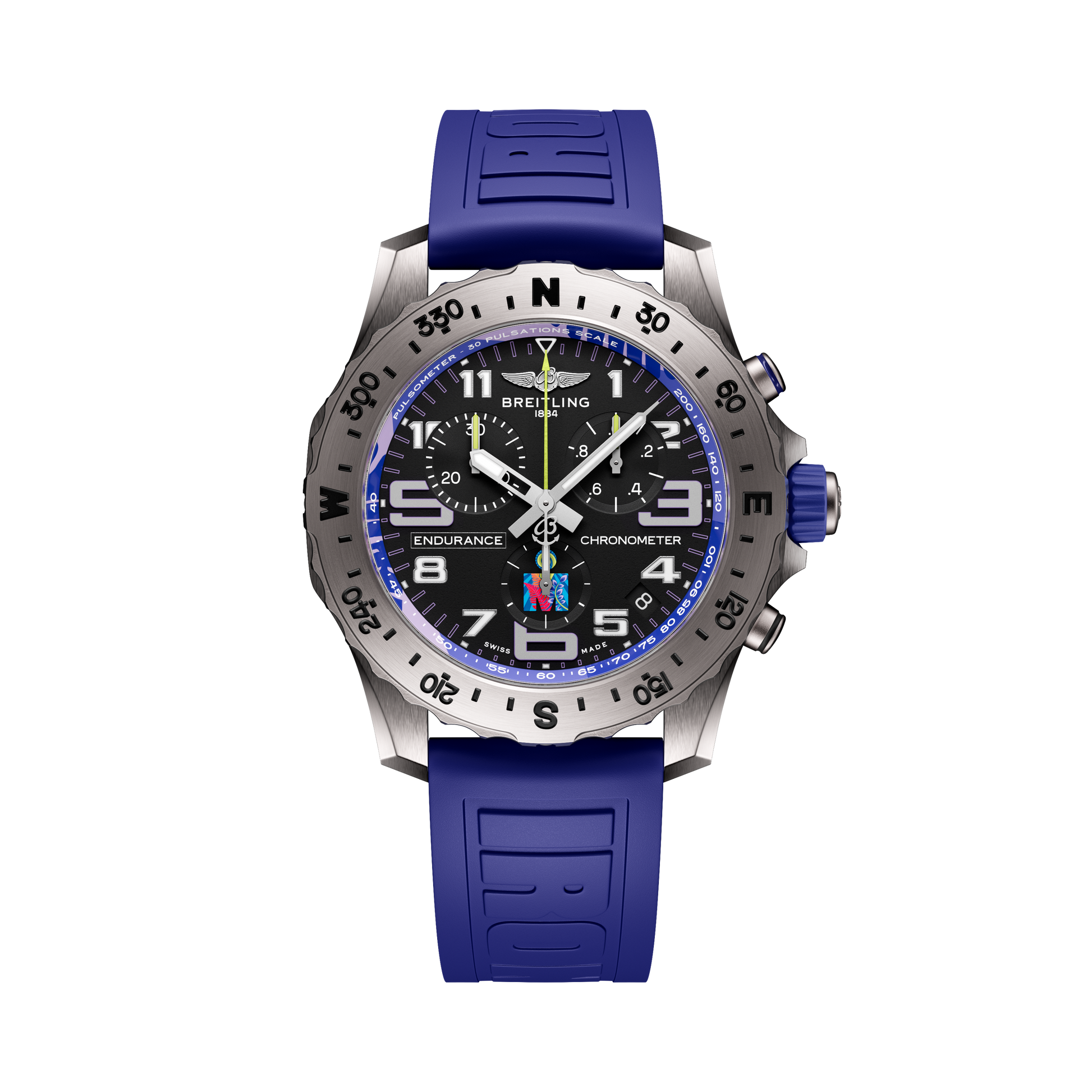 Breitling Endurance Pro 44 IRONMAN® World Championship 2024 reference E823104A1M1S1 with Anthracite dial, Titanium case, rubber strap, front view