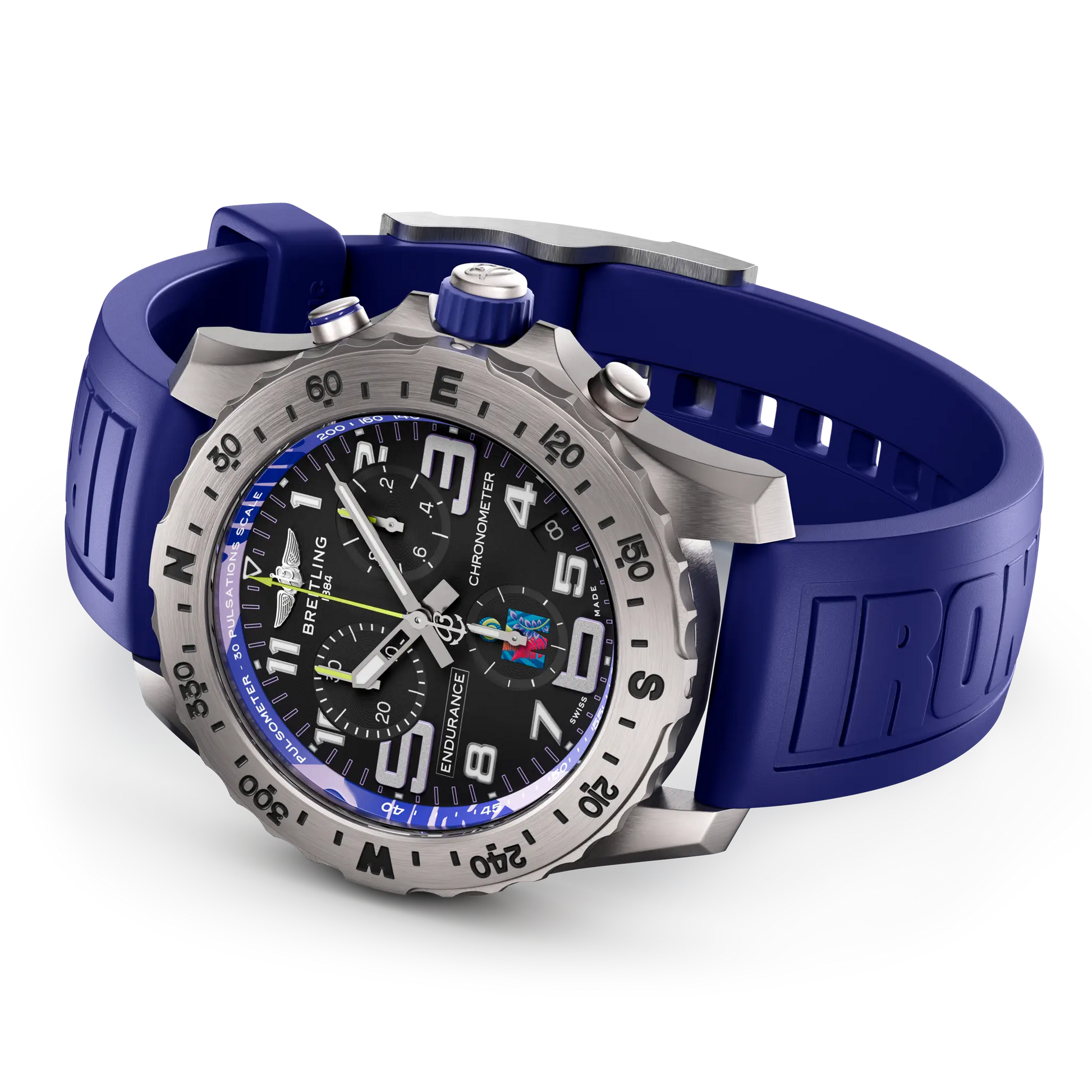 Breitling Endurance Pro 44 IRONMAN® World Championship 2024 reference E823104A1M1S1 with Anthracite dial, Titanium case, rubber strap, bracelet or strap configuration view