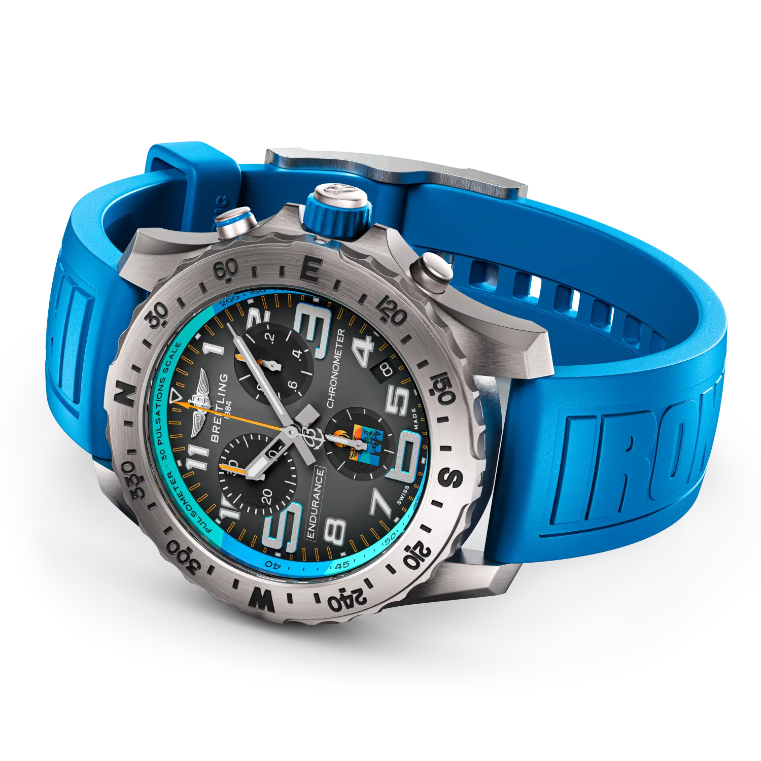 Breitling Endurance Pro IRONMAN® World Championship 2025 reference E823105A1M1S1 with Anthracite dial, Titanium case, rubber strap, bracelet or strap configuration view