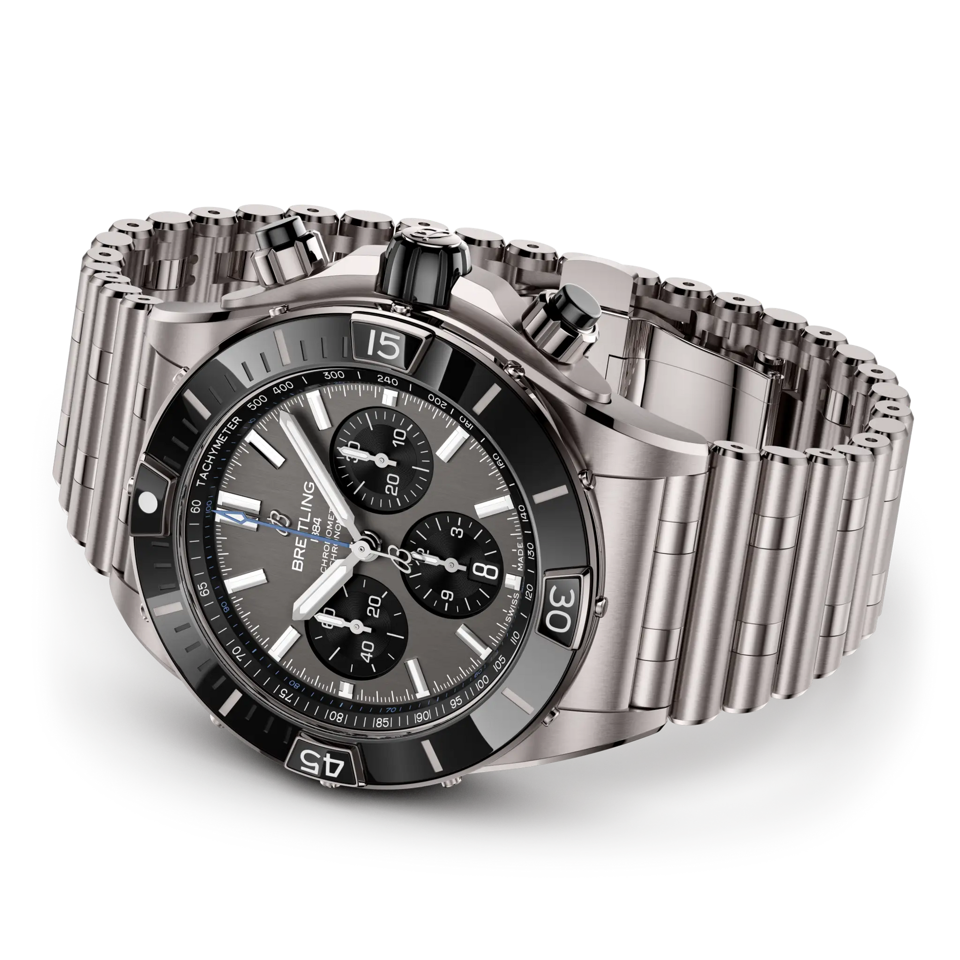 Breitling Super Chronomat B01 44 reference EB0136251M1E1 with Anthracite dial, Titanium case, bracelet, bracelet or strap configuration view