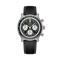 Breitling Navitimer B01 Chronograph 43 Aston Martin Aramco Formula ONE™ team reference EB01381A1B1X1 with Carbon dial, Titanium case, leather strap, front view