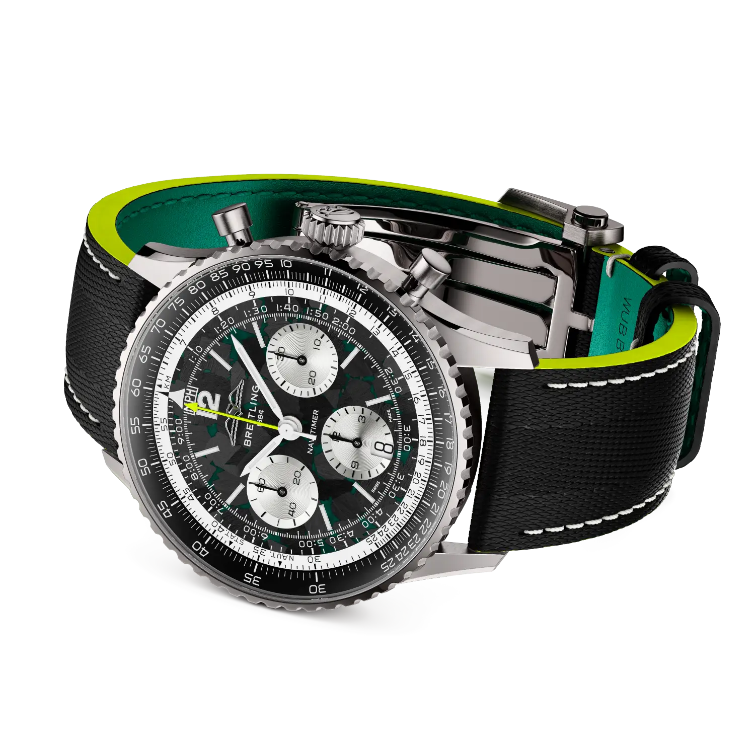 Breitling Navitimer B01 Chronograph 43 Aston Martin Aramco Formula ONE™ team reference EB01381A1B1X1 with Carbon dial, Titanium case, leather strap, bracelet or strap configuration view