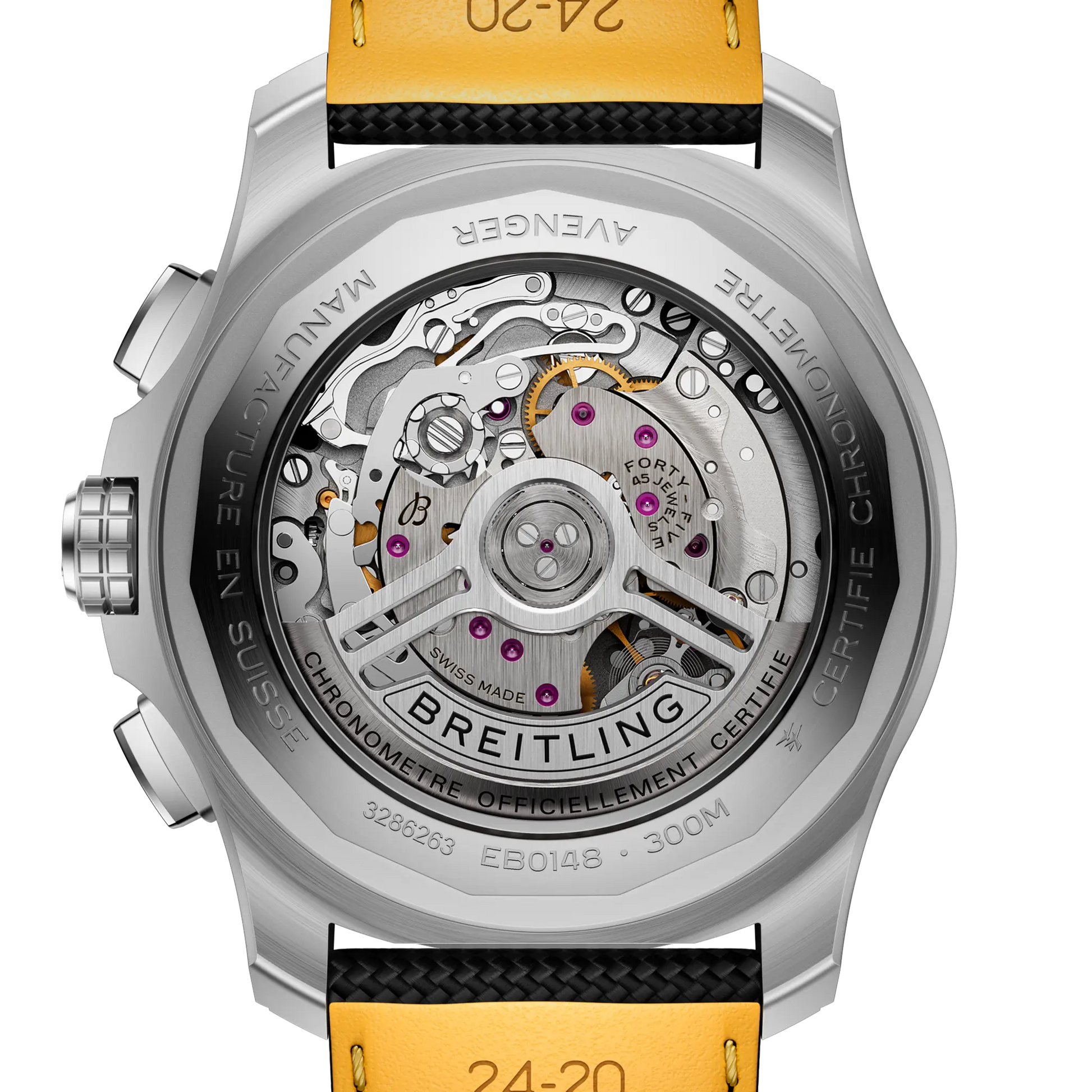 Caseback view of Breitling Super Avenger B01 Chronograph 46 reference EB0148101B1X1