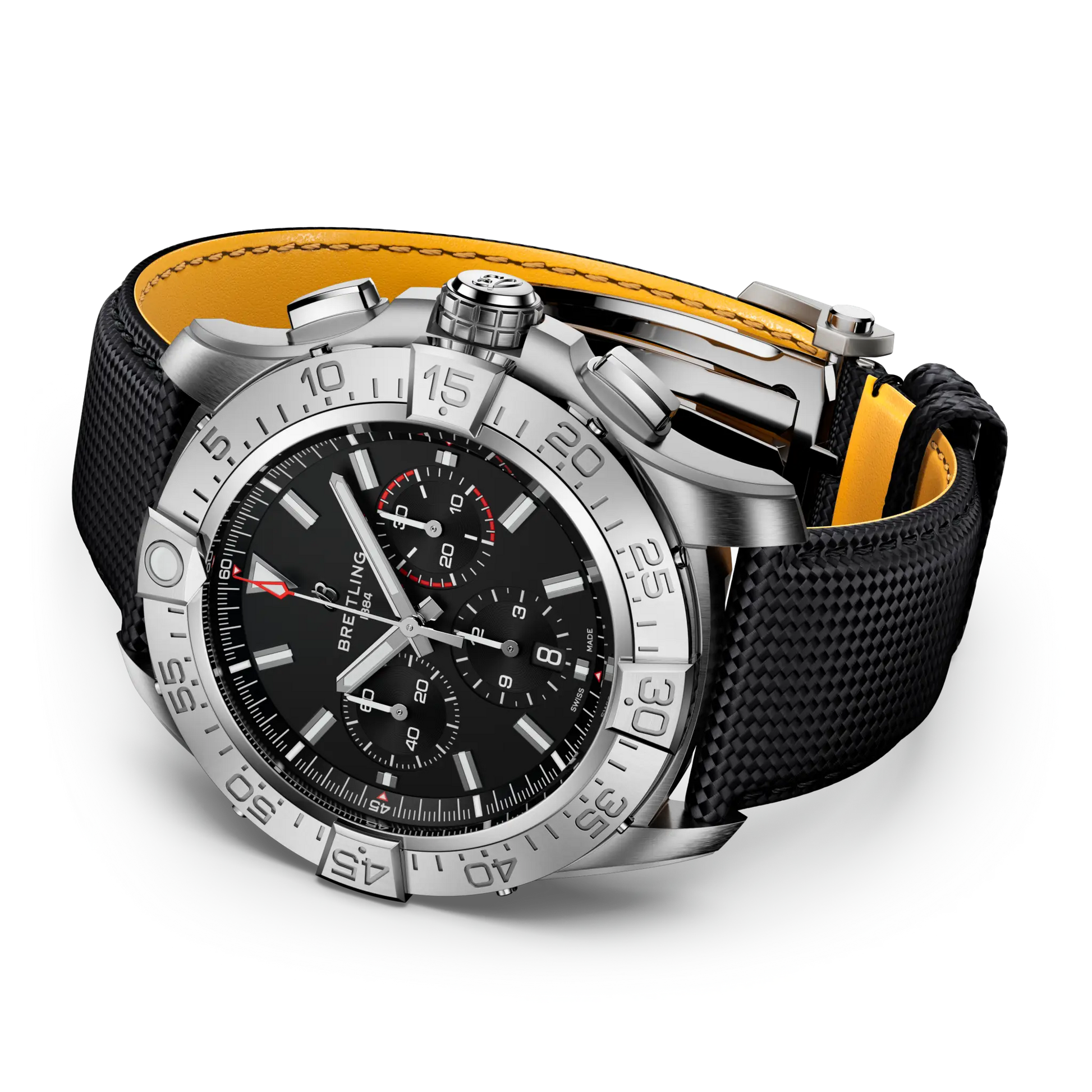 Breitling Super Avenger B01 Chronograph 46 reference EB0148101B1X1 with Black dial, Titanium case, calfskin strap, bracelet or strap configuration view