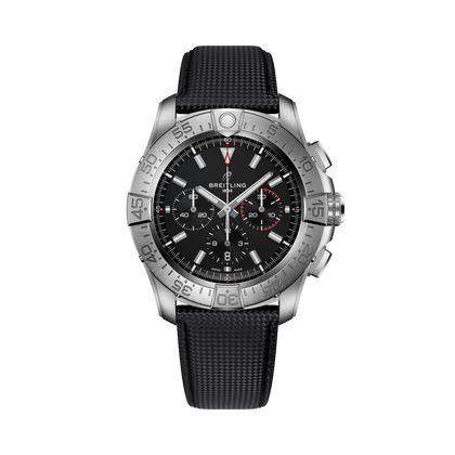 Breitling Super Avenger B01 Chronograph 46 reference EB0148101B1X1 with Black dial, Titanium case, calfskin strap, front view