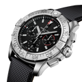 Breitling Super Avenger B01 Chronograph 46 reference EB0148101B1X1 with Black dial, Titanium case, calfskin strap, three-quarter view