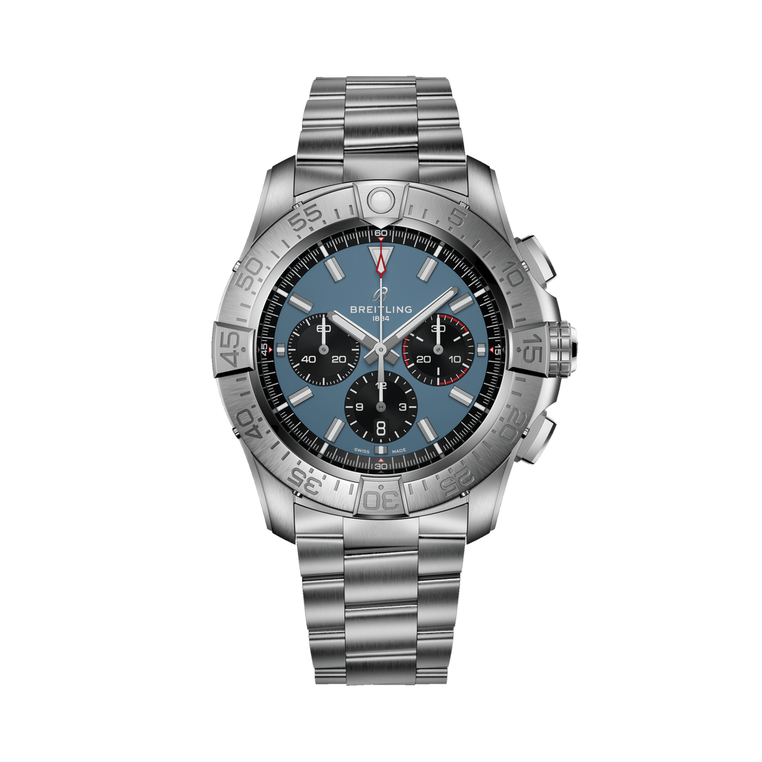 Breitling Super Avenger B01 Chronograph 46 reference EB0148101C1E1 with Blue dial, Titanium case, bracelet, front view