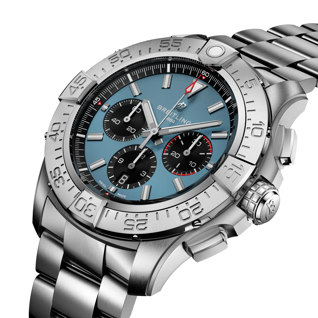 Breitling Super Avenger B01 Chronograph 46 reference EB0148101C1E1 with Blue dial, Titanium case, bracelet, front view