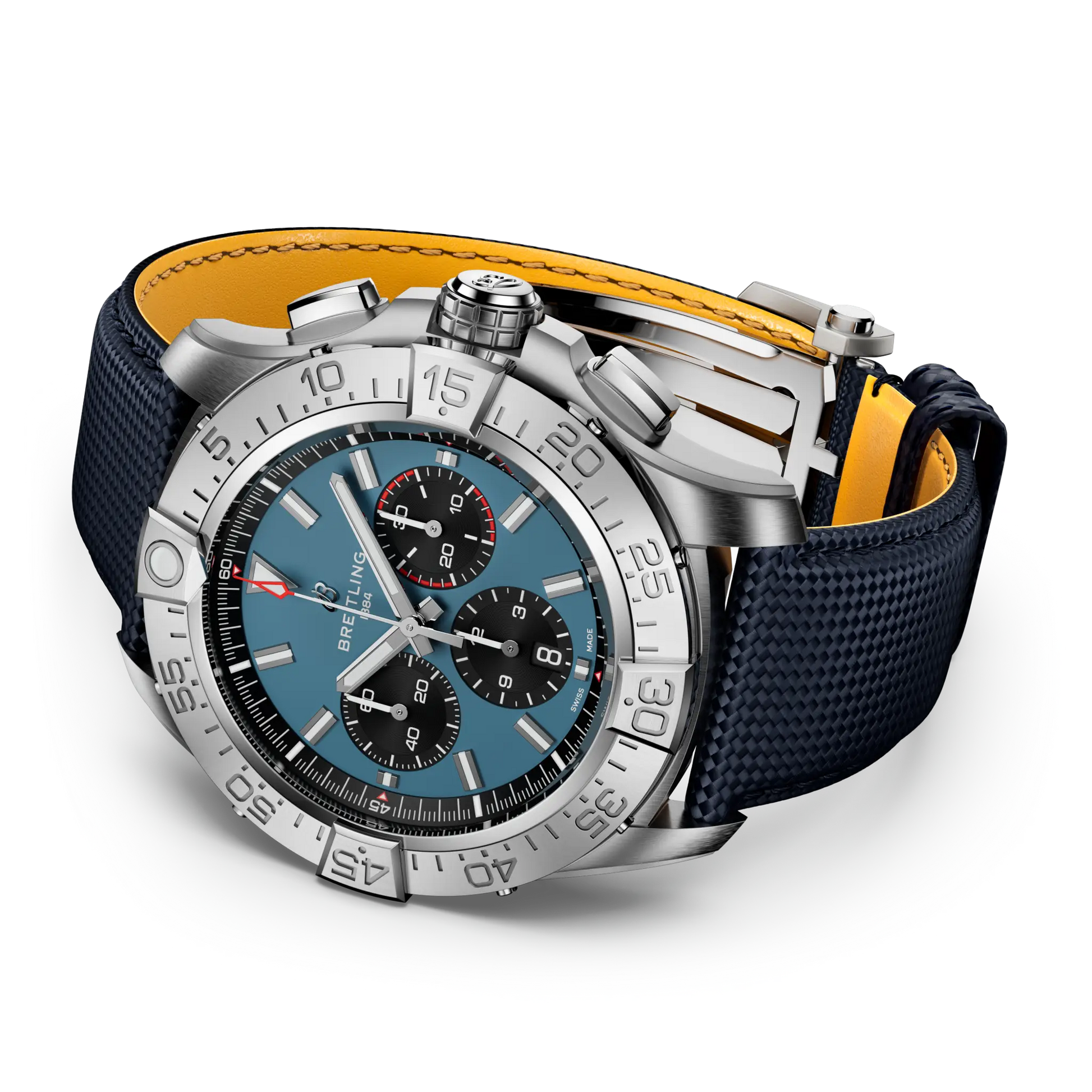Breitling Super Avenger B01 Chronograph 46 reference EB0148101C1X1 with Blue dial, Titanium case, calfskin strap, bracelet or strap configuration view