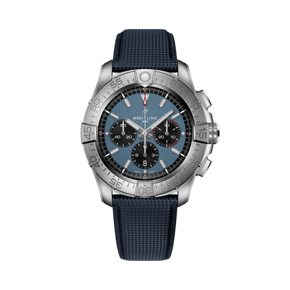 Breitling Super Avenger B01 Chronograph 46 reference EB0148101C1X1 with Blue dial, Titanium case, calfskin strap, front view