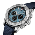 Breitling Super Avenger B01 Chronograph 46 reference EB0148101C1X1 with Blue dial, Titanium case, calfskin strap, three-quarter view