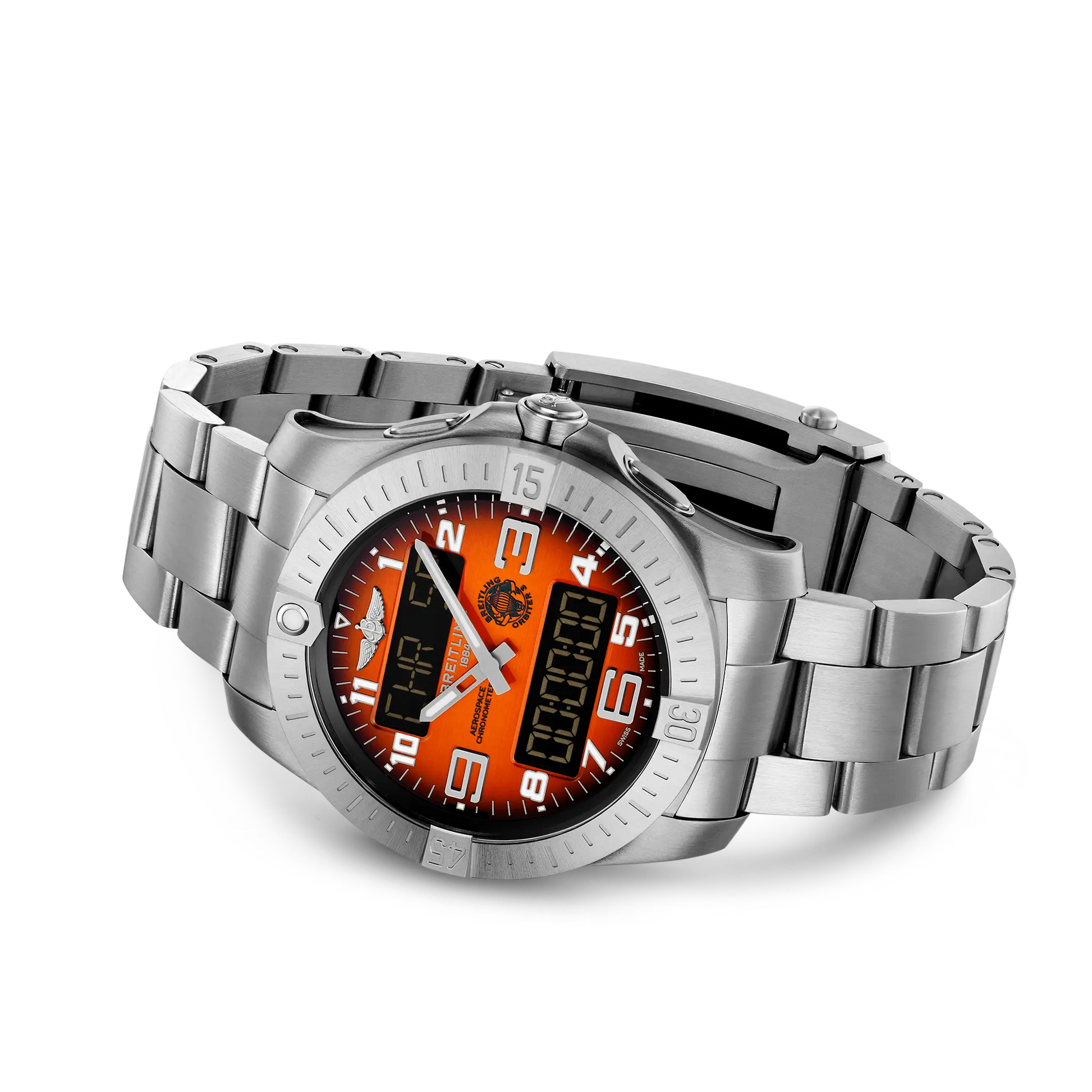 Breitling Aerospace B70 Orbiter reference EB70101A1O1E1 with Orange dial, Titanium case, bracelet, bracelet or strap configuration view