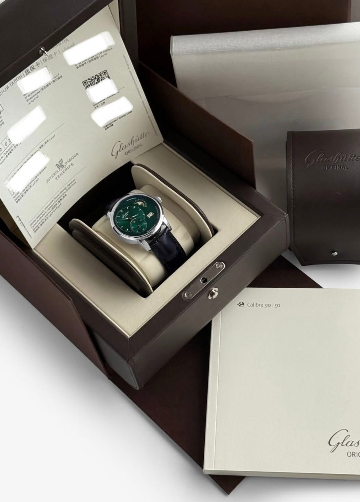 Glashütte Original PanoMaticLunar complete set with box, warranty card and booklets