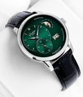 Glashütte Original PanoMaticLunar green dial 40mm ref. 1-90-02-13-32-31 angled view
