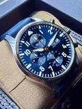 IWC Pilot’s Watch Chronograph Le Petit Prince IW378011 blue dial three-quarter view