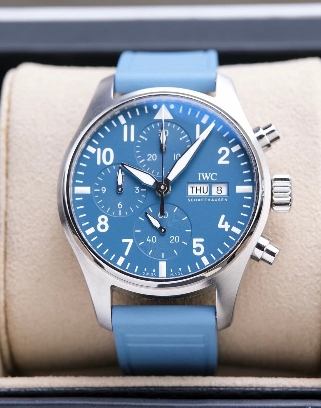 IWC Pilot’s Watch Chronograph 41 IW388117 light blue dial hero view