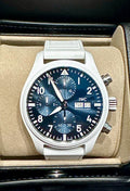 IWC Pilot’s Watch Chronograph 41 Le Petit Prince IW389410 blue dial front view in presentation box