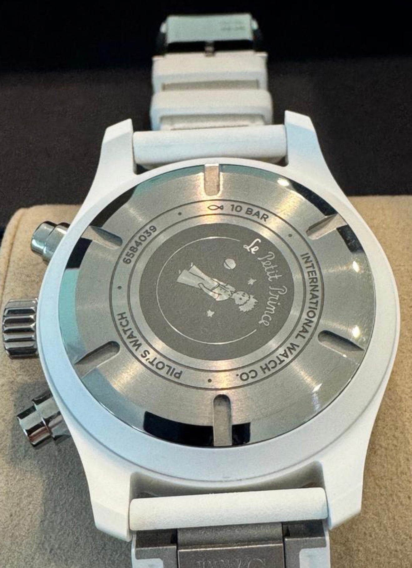IWC Pilot’s Watch Chronograph 41 Le Petit Prince IW389410 titanium case back with Little Prince engraving