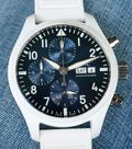 IWC Pilot’s Watch Chronograph 41 Le Petit Prince IW389410 blue dial close-up front view