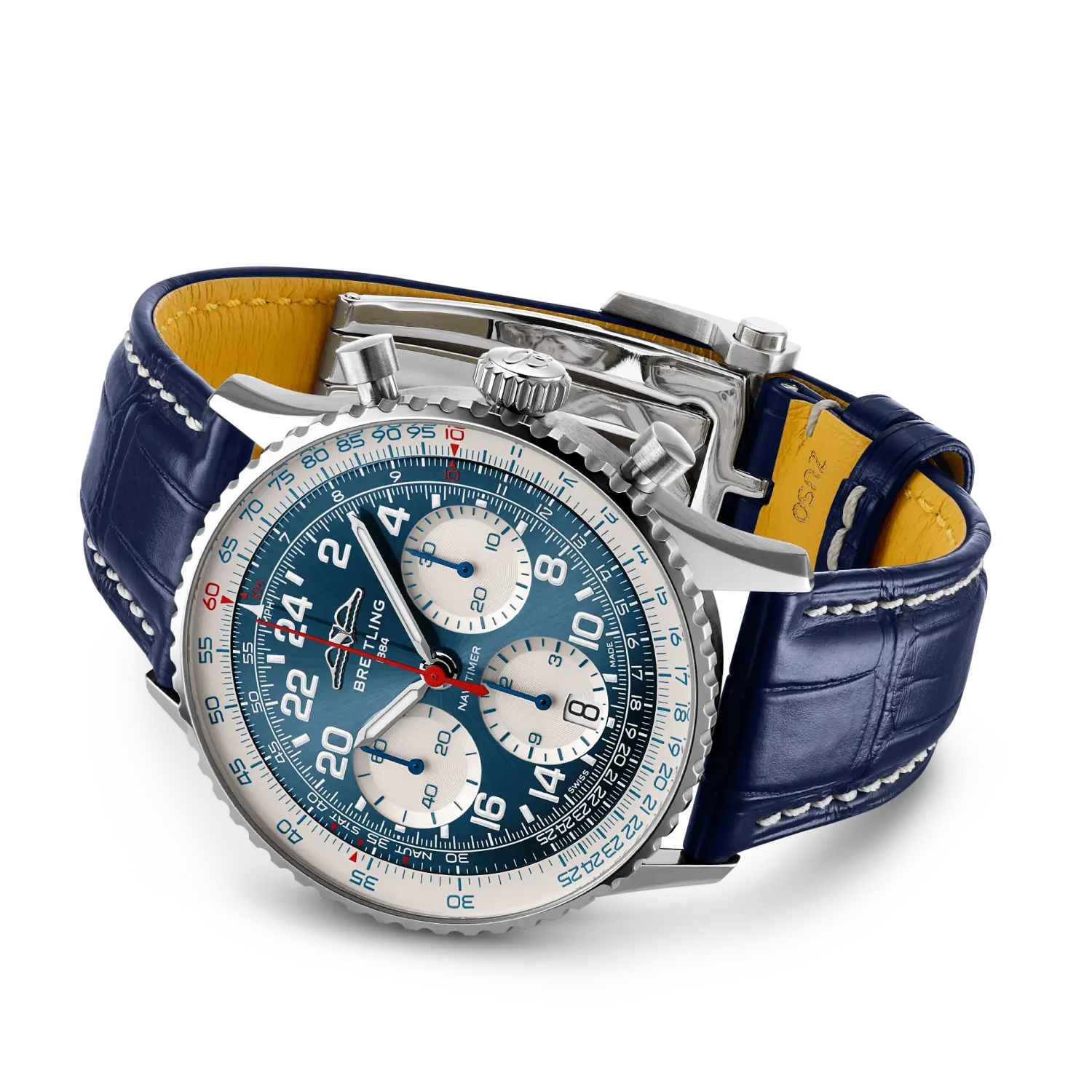 Breitling Navitimer B02 Chronograph 41 Cosmonaute Scott Carpenter Centenary reference LB0240211C1P1 with Blue dial, Platinum case, alligator strap, bracelet or strap configuration view