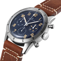Breitling AVI 1953 Edition reference LB0920131C1X1 with Blue dial, Platinum case, calfskin strap, three-quarter view