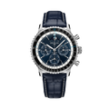 Breitling Navitimer B19 Chronograph 43 Perpetual Calendar reference LB19211A1C1P1 with Blue dial, Platinum case, alligator strap, front view