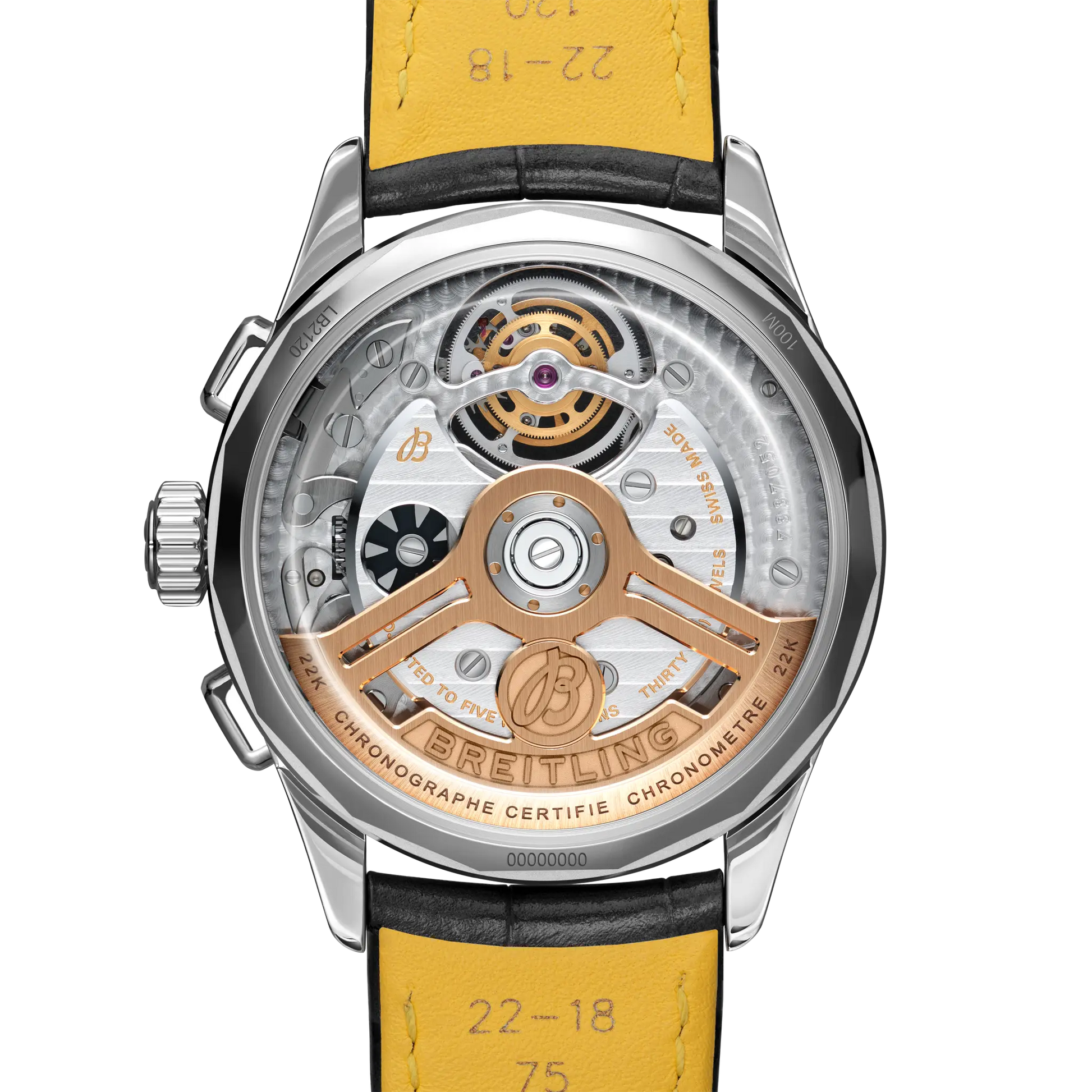 Caseback view of Breitling Premier B21 Chronograph Tourbillon 42 Willy Breitling reference LB2120171C1P1