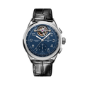 Breitling Premier B21 Chronograph Tourbillon 42 Willy Breitling reference LB2120171C1P1 with Blue dial, Platinum case, alligator strap, front view