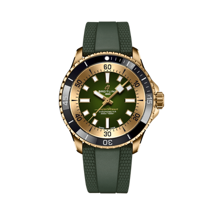 Breitling Superocean Automatic 42 reference N17375201L1S1 with Green dial, Bronze case, rubber strap, front view