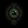 Breitling Superocean Automatic 42 reference N17375201L1S1 with Green dial, Bronze case, rubber strap, illuminated dial view