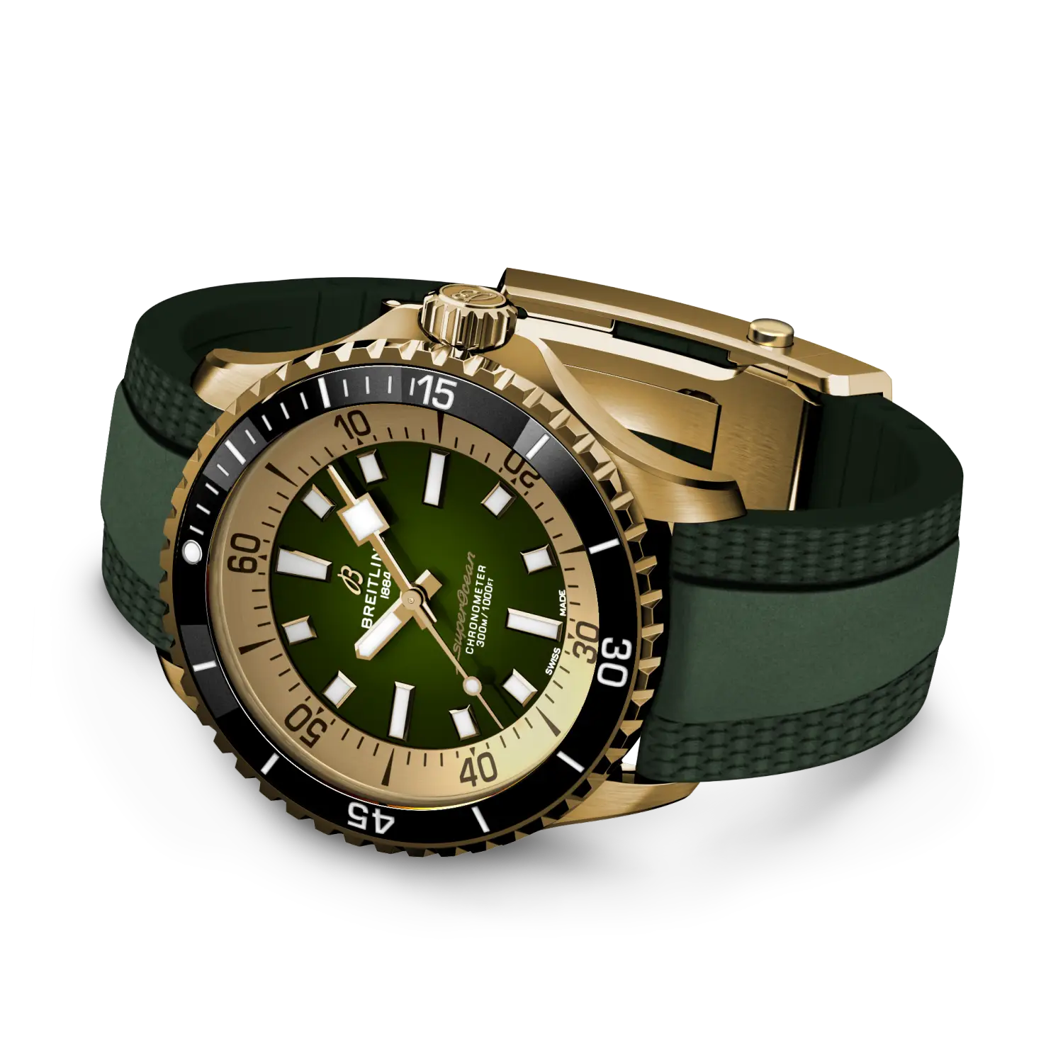 Breitling Superocean Automatic 42 reference N17375201L1S1 with Green dial, Bronze case, rubber strap, bracelet or strap configuration view