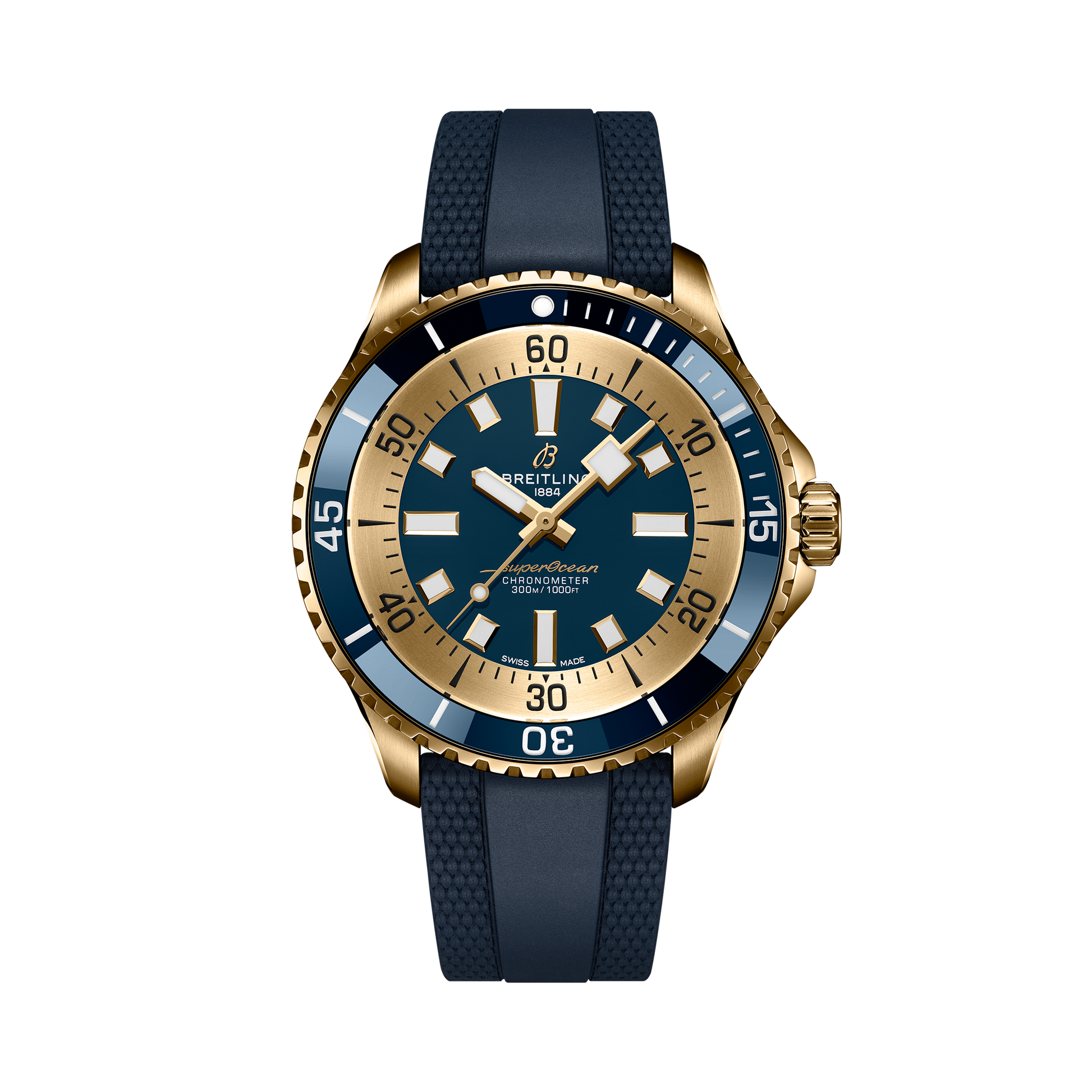 Breitling Superocean Automatic 44 reference N173761A1C1S1 with Blue dial, Bronze case, rubber strap, front view