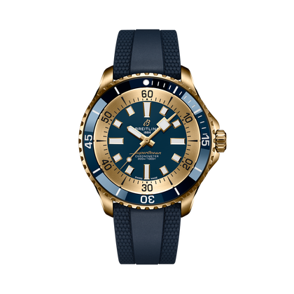 Breitling Superocean Automatic 44 reference N173761A1C1S1 with Blue dial, Bronze case, rubber strap, front view
