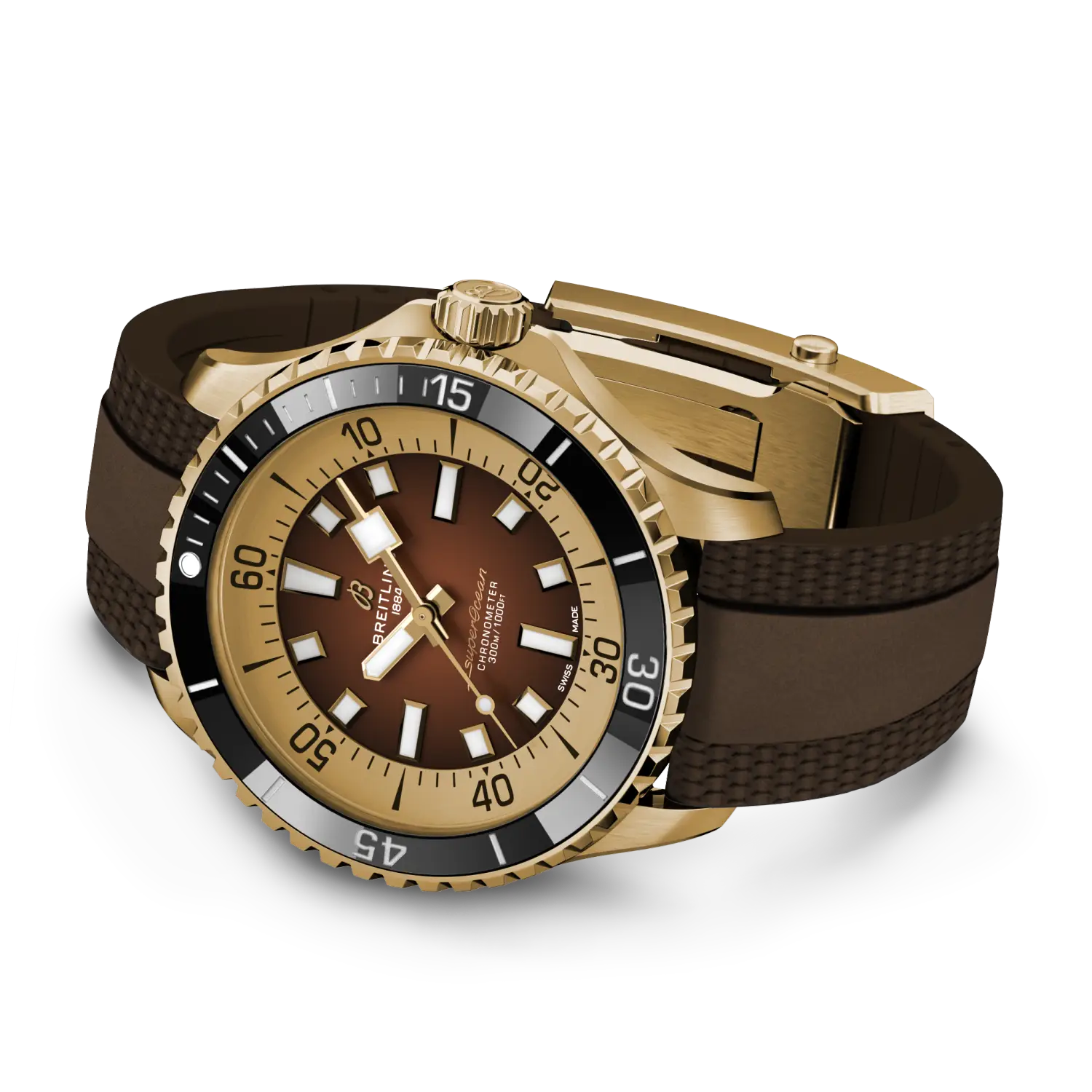 Breitling Superocean Automatic 44 reference N17376201Q1S1 with Brown dial, Bronze case, rubber strap, bracelet or strap configuration view