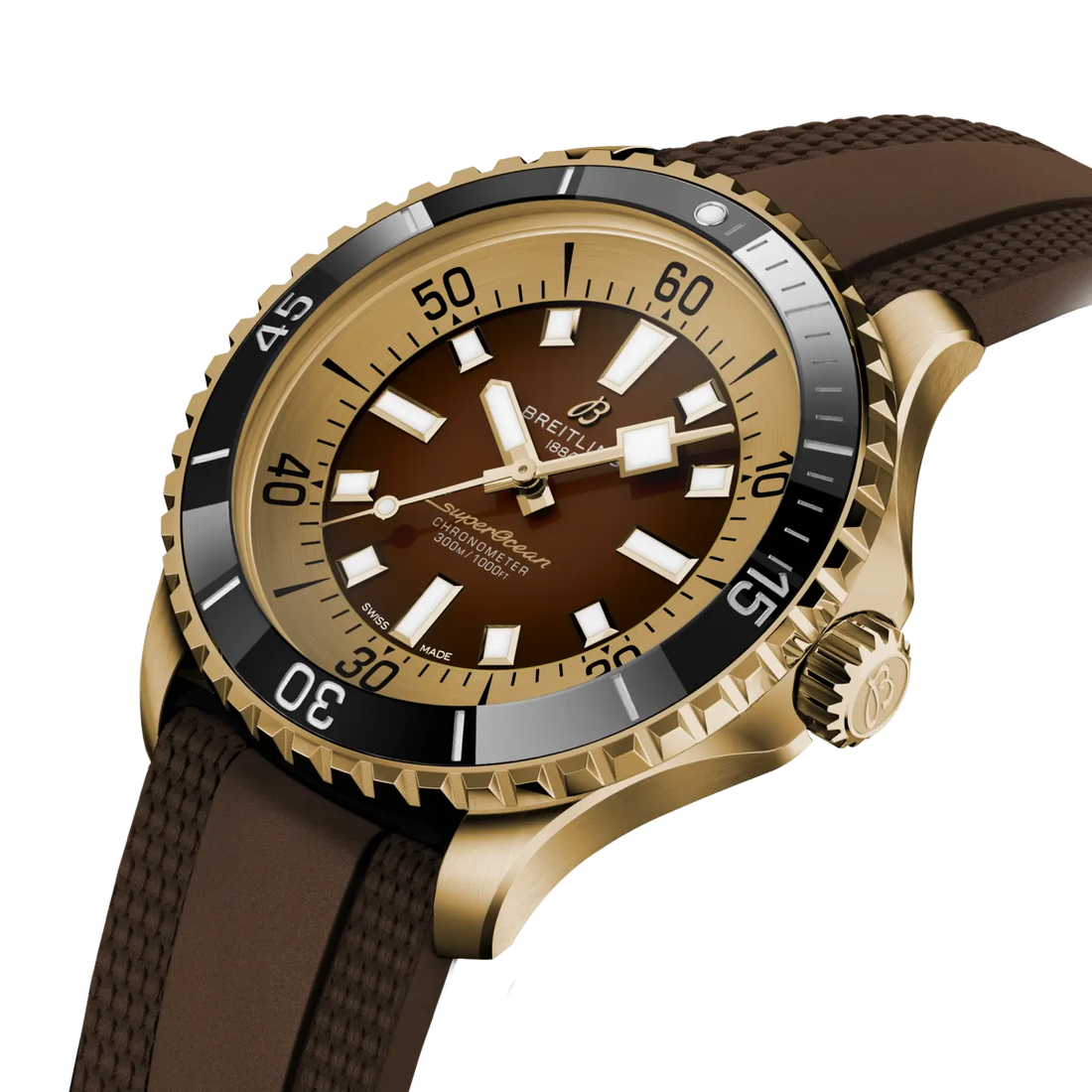 Breitling Superocean Automatic 44 reference N17376201Q1S1 with Brown dial, Bronze case, rubber strap, front view